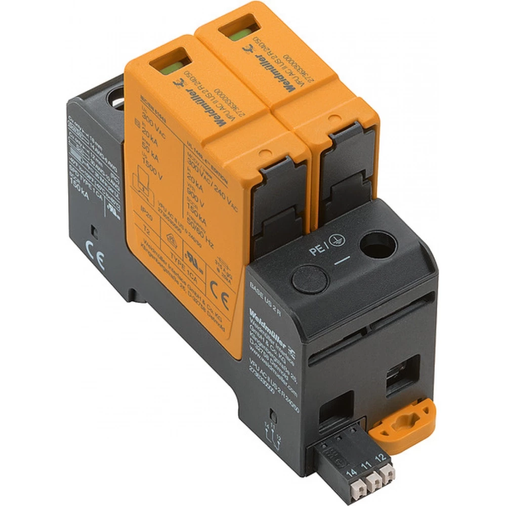 Weidmuller VPU series Surge Arrester ac (type 2), mains voltage: 240 V, low voltage network: