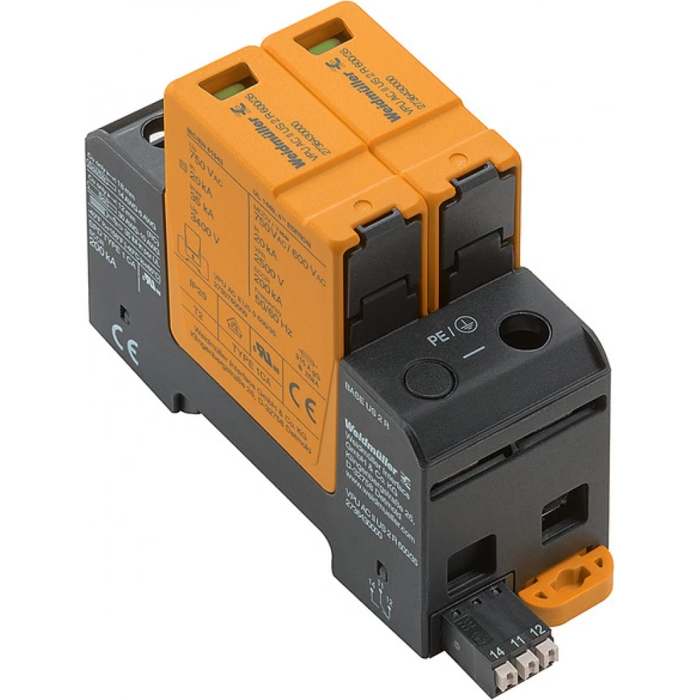 Weidmuller VPU series Surge Arrester ac (type 2), mains voltage: , low voltage network: sing