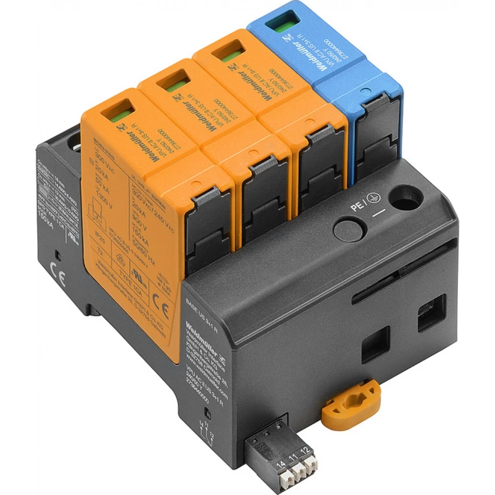Weidmuller VPU series Surge Arrester ac (type 2), mains voltage: 230 V / 400 V, low voltage