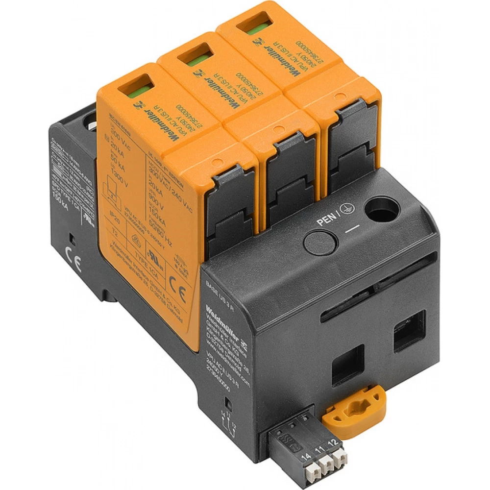 Weidmuller VPU series Surge Arrester ac (type 2), mains voltage: 230 V / 400 V, low voltage