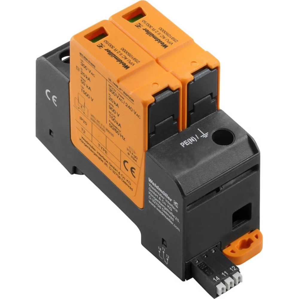 Weidmuller VPU series Surge Arrester ac (type 2), mains voltage: 230 V / 400 V, low voltage