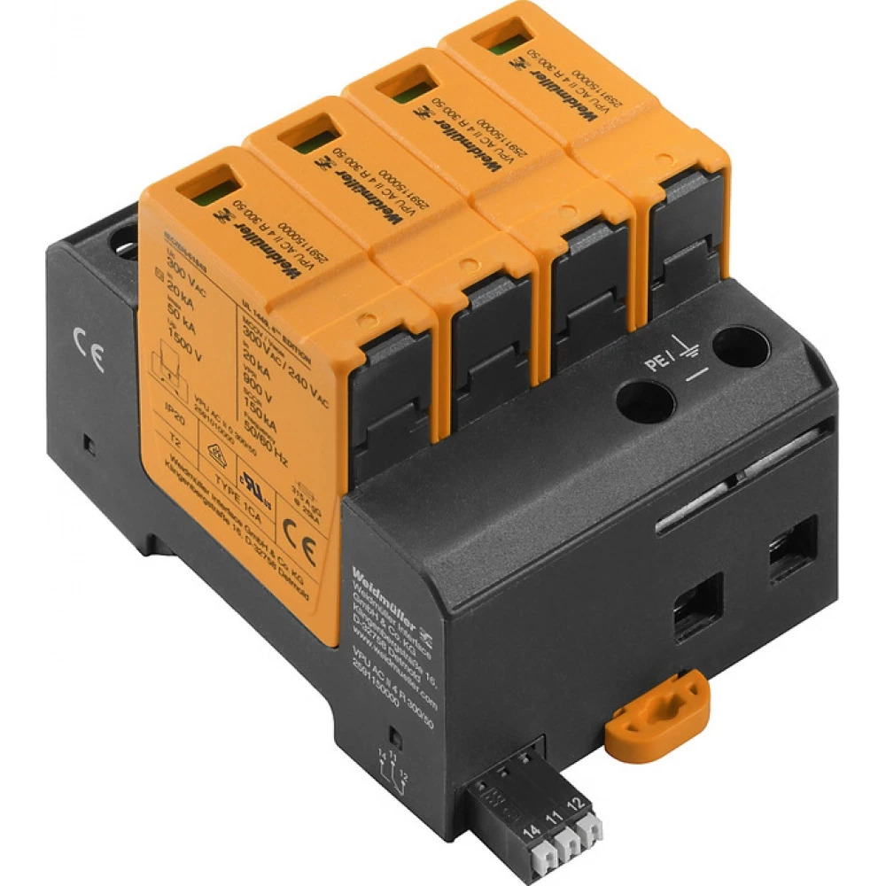 Weidmuller VPU series Surge Arrester ac (type 2), mains voltage: 230 V / 400 V, low voltage