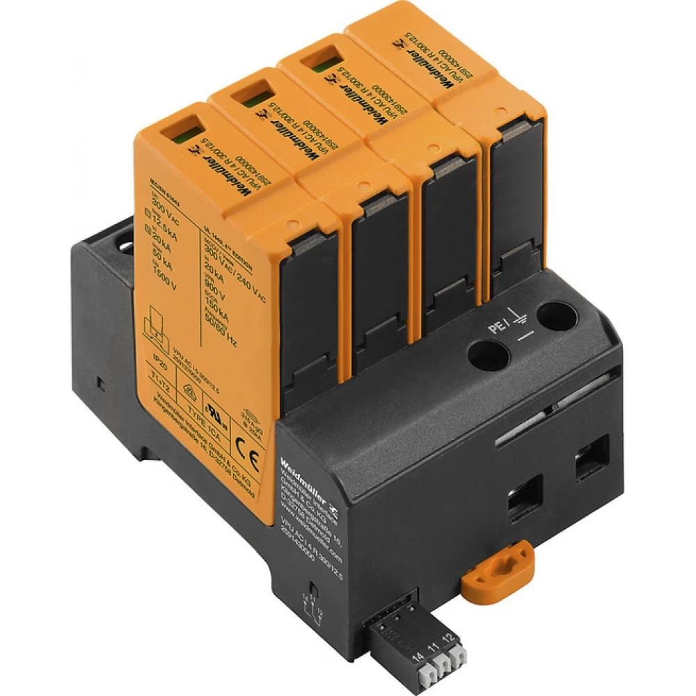 Weidmuller VPU series Combined Surge arrester ac (type 1+2), mains voltage: , low voltage ne