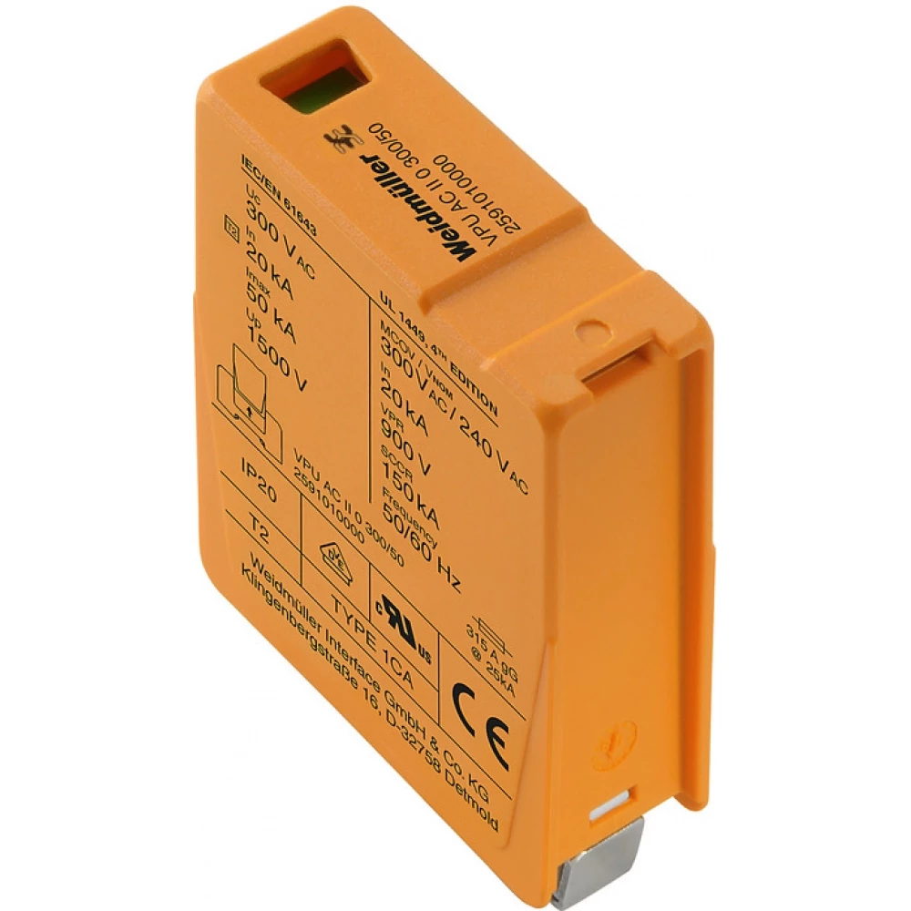 Weidmuller VPU series Surge Arrester ac (type 2), mains voltage: 230 V / 400 V, low voltage
