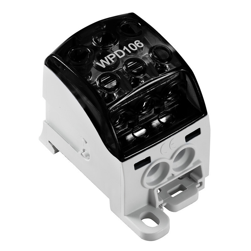 Weidmuller W-Series Potential Distributor terminal, screw connection, black, 70 MM², 215 A