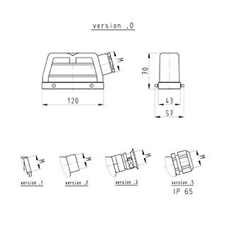 Wieland Revos behuizing rechthoekige connectoren ip54 B43MM H70MM stekkerbehuizing zij