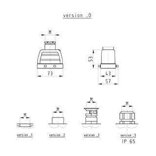 Wieland Revos behuizing rechthoekige connectoren ip54 B43MM H53MM stekkerbehuizing boven