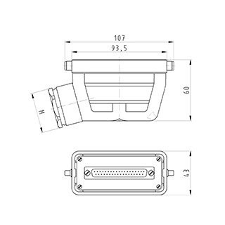 Wieland Revos behuizing rechthoekige connectoren ip20 B43MM H60MM stekkerbehuizing