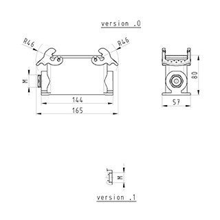 Wieland Revos behuizing rechthoekige connectoren ip54 B57MM H80MM aanbouwbehuizing zij