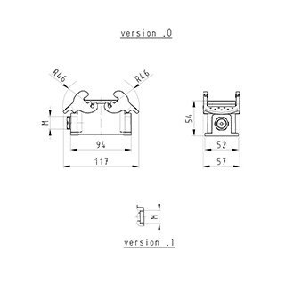 Wieland Revos behuizing rechthoekige connectoren ip54 B52MM H54,5MM aanbouwbehuizing zij
