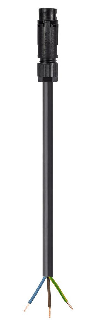 Wieland RST16I3 Rst16i3 Aansluitsnoer male 1,5MM² schroef 1 meter H05VV-F eca zwart