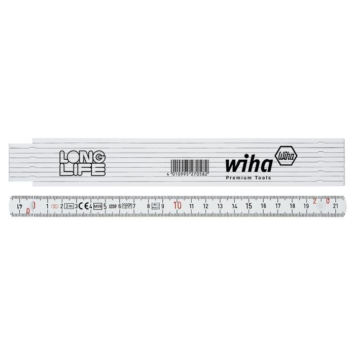 Wiha Afteken- en meetgereedschap Longlife duimstok 410 2000 metrisch 10 delen (wit) 15MM/2M Wiha Afteken- en meetgereedschap Longlife duimstok 410 2000 metrisch 10 delen (wit) 15MM/2M