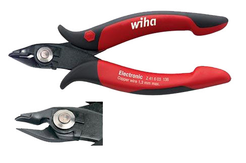 Wiha Tangen Zijkniptang electronic Z41603. brede, spitse kop en draadklemveer