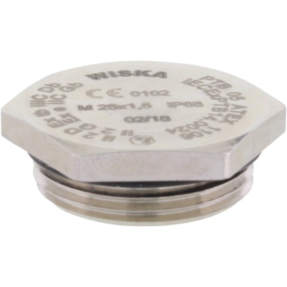 Wiska Blindstoppen Blindstop Atex, messing vernikkeld, m16x1,5