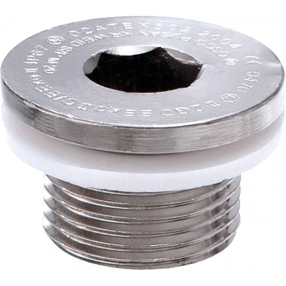 Wiska Blindstoppen Eexd Blindstop atex, messing vernikkeld, draad m16x1,5