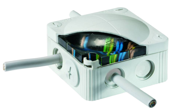 Wiska Kabeldozen Combi 1010 Kunststof Kabeldoos 140x140x82 met afdichtgel en 5-P. klemsteen, grijs