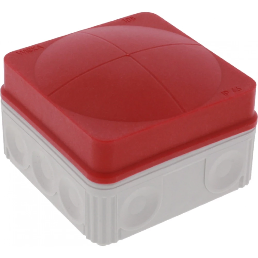 Wiska Kabeldozen Combi 108 Kunststof Kabeldoos 76x76x51mm, leeg, grijs met rode deksel