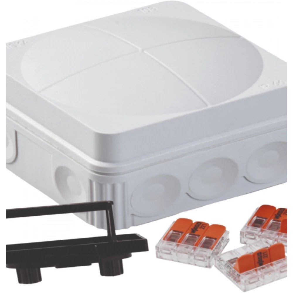 Wiska Kabeldozen Combi 108 Kunststof Kabeldoos 76x76x51mm met wago klemmen, grijs
