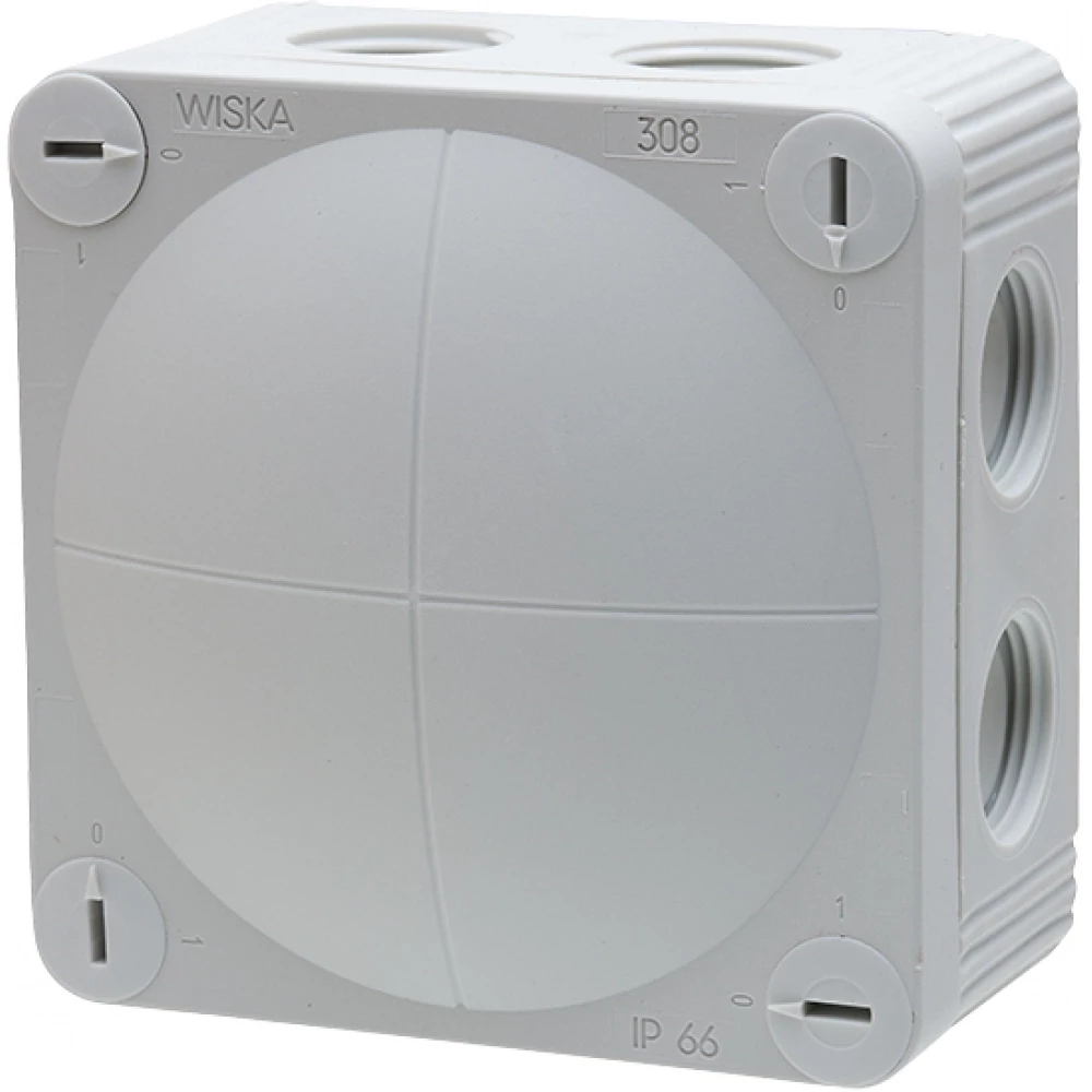 Wiska Kabeldozen Combi 308 Kunststof Kabeldoos 85x85x51mm met 5-polige klemsteen, grijs