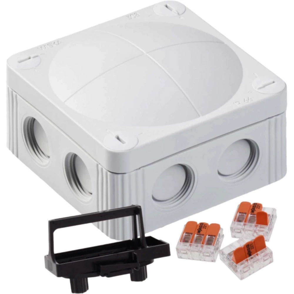 Wiska Kabeldozen Combi 308 Kunststof Kabeldoos 85x85x51mm met wago klemmen, grijs