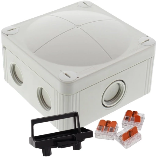 Wiska Kabeldozen Combi 407 Kunststof Kabeldoos 95x95x60mm met wago klemmen, grijs