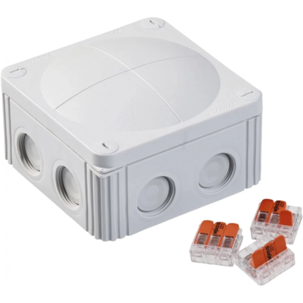 Wiska Kabeldozen Combi 607 Kunststof Kabeldoos 110x110x66mm met wago klemmen, grijs
