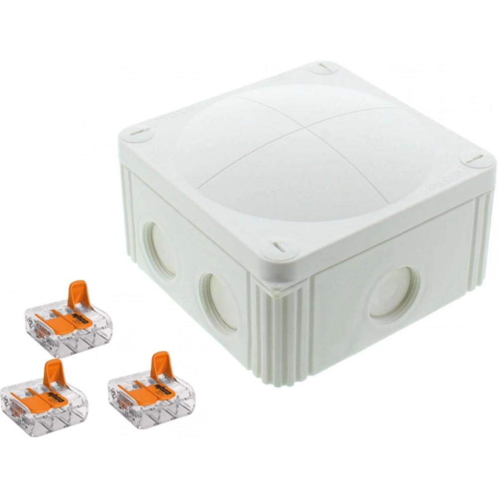 Wiska Kabeldozen Combi 607 Kunststof Kabeldoos 110x110x66mm met wago klemmen, wit
