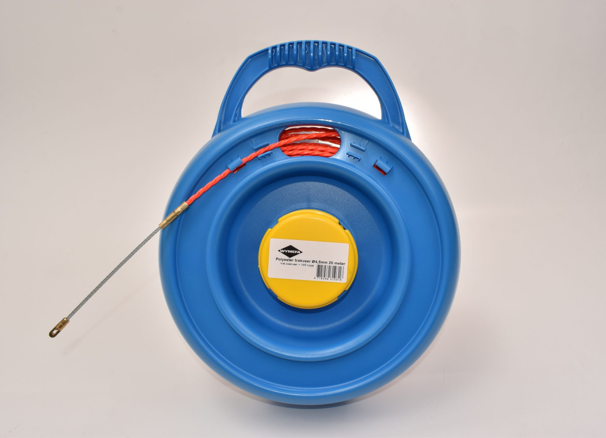 Wymefa Trekveren Polyester Trekveer 20m(oranje) Ø4,5mm+zoekv.+1 M5 kopje+pvc oprol-box
